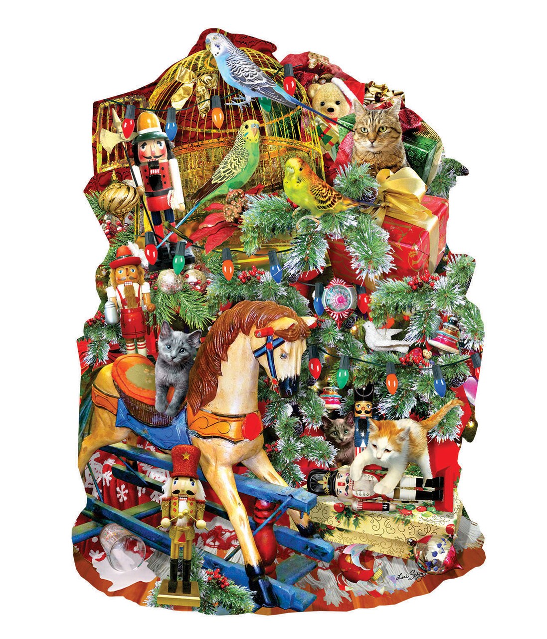 Sunsout Holiday Havoc 1000 pc Special Shape Christmas Jigsaw Puzzle 96052